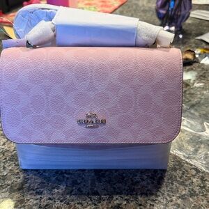 Coach Klare Crossbody Bag in Powder Pink Signature Canvas with Charms